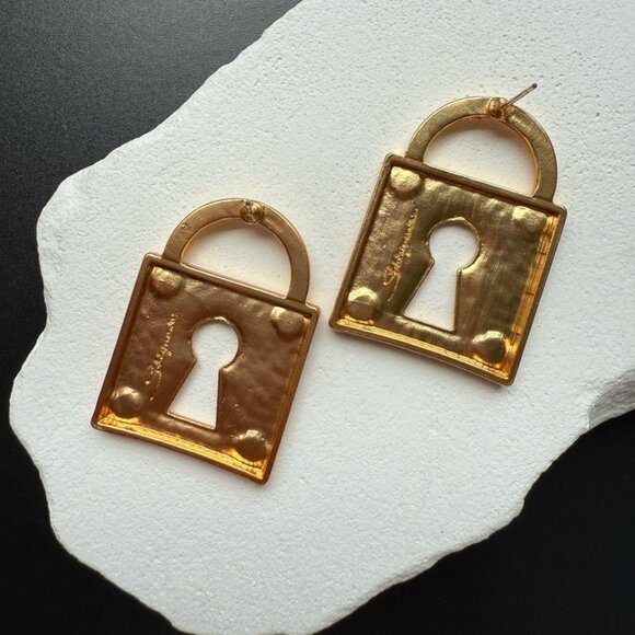 Schiaparelli Inspired Hear No Evil Ear Anatomy Keyhole  🔒 Schiaparelli Iconic Textured Lock Earrings 🔒